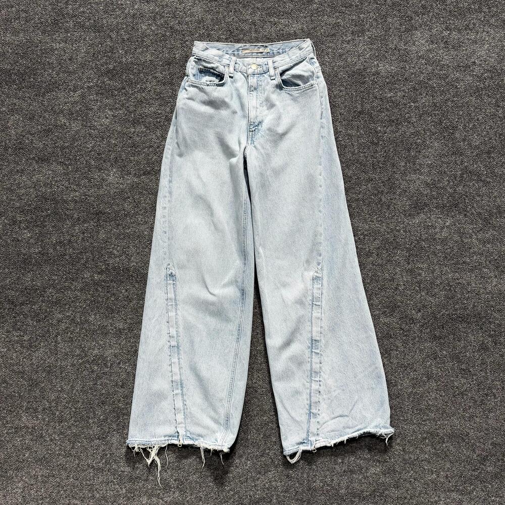 Hudson Jeans Womens 26 Blue Light Wash High Rise Wide Leg James Raw Hem Denim